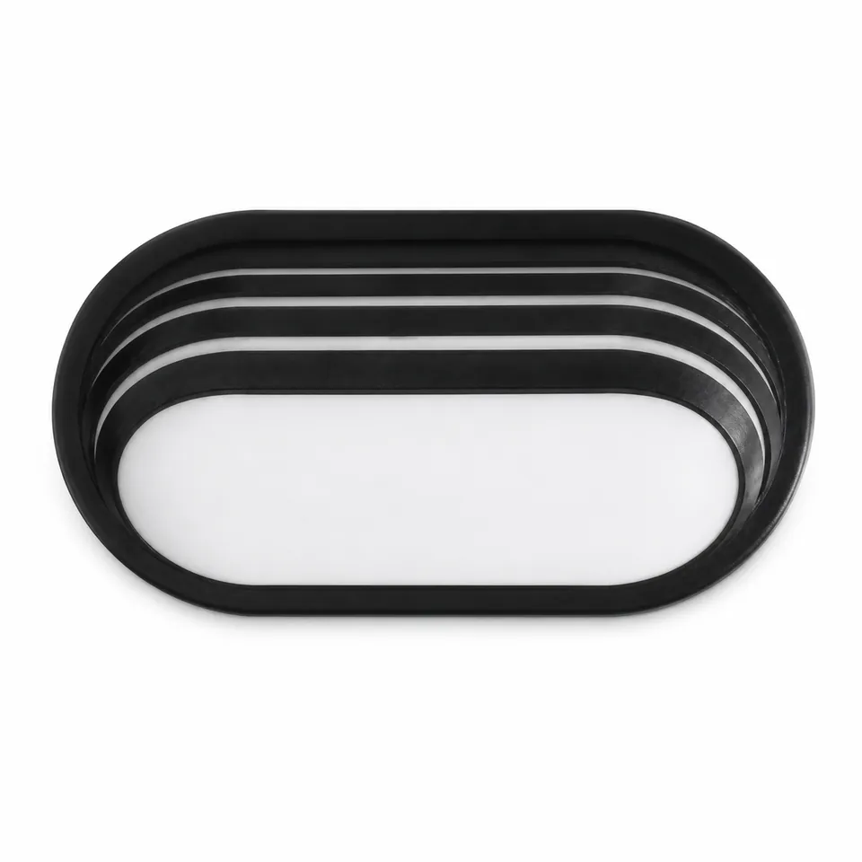 APLIQUE LED OVAL LINES 20W 30/40/60K 1800 LM PF 0.9 NEGRO IP65 150-240V/50-60HZ - código 148154